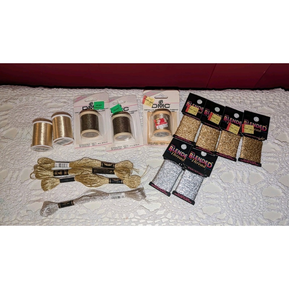 Metallic Special Threads Gold Silver Shimmer Cross Stitch Sewing‎ DMC Coats Lot